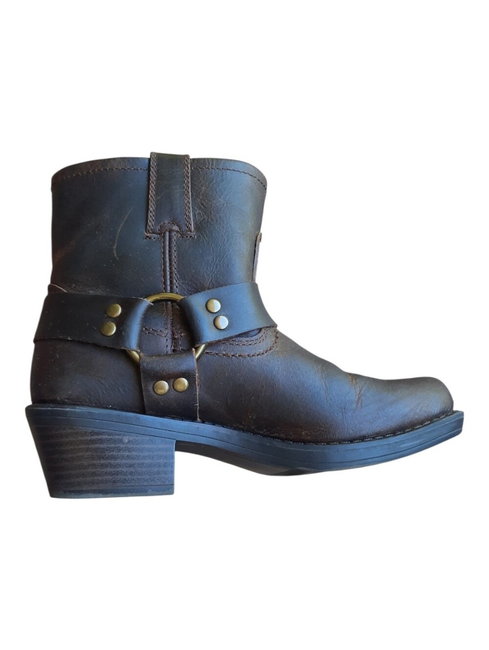 Cabela's Leather Ring Harness Ankle Boots Square Toe Western Biker Boho Size 6